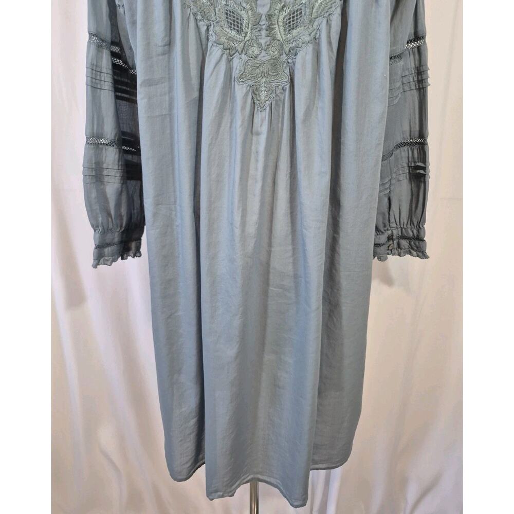Sundance Catalog Andi Lace Blue Cotton Blend Mini Dress Large - Picture 10 of 11